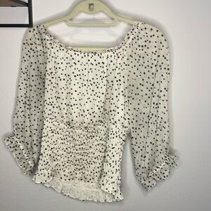 Anthropologie blouse - white with polka dots. Medium